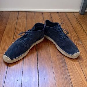 Dolce Vita perforated suede espadrille booties, navy blue, size 8.5